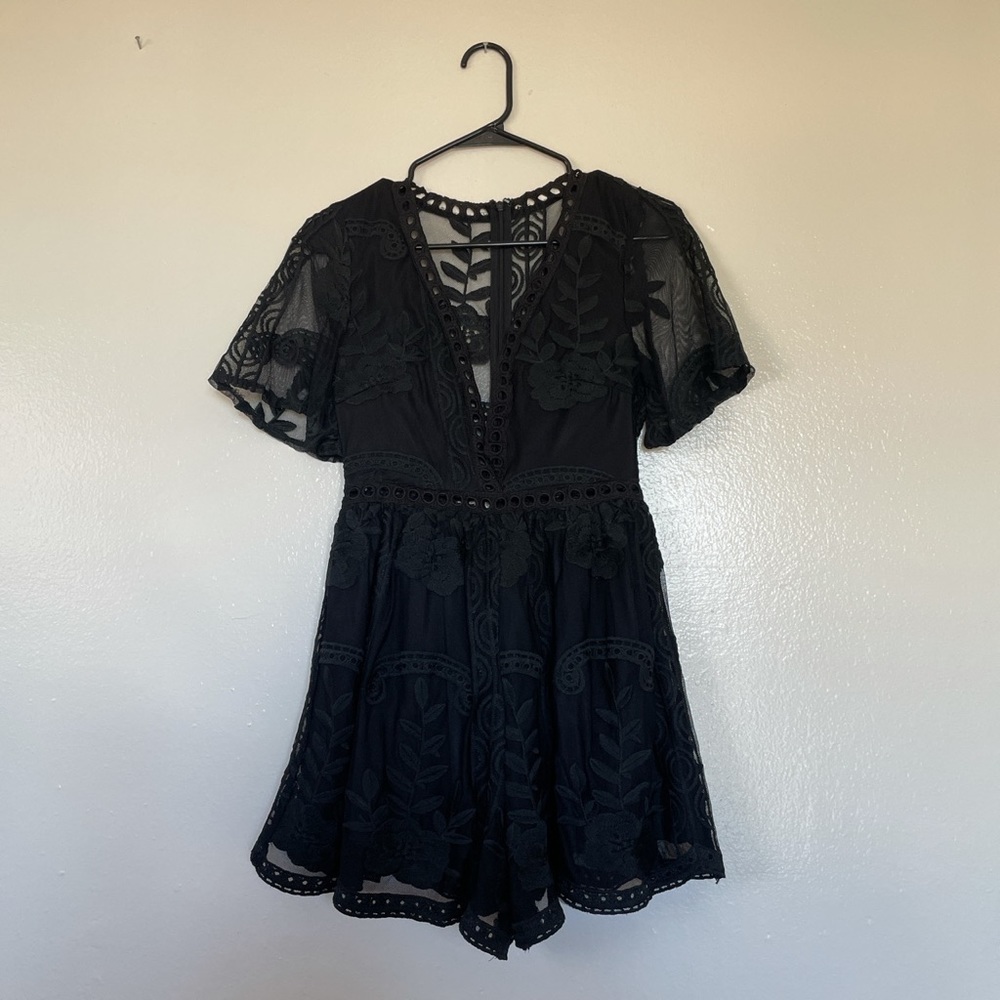 Black, lace romper